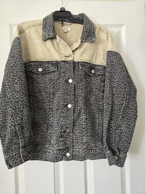 Easel Mixed Print Denim Jacket, S
